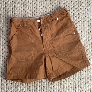 Topo Designs Shorts Womens 6  Canvas Chore Button Fly Outdoor Cotton Knit